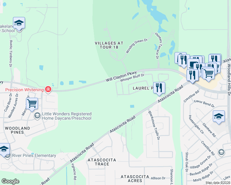 map of restaurants, bars, coffee shops, grocery stores, and more near 10306 Fire Sage Drive in Humble