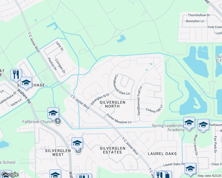 map of restaurants, bars, coffee shops, grocery stores, and more near 12926 Arden Ridge Lane in Houston