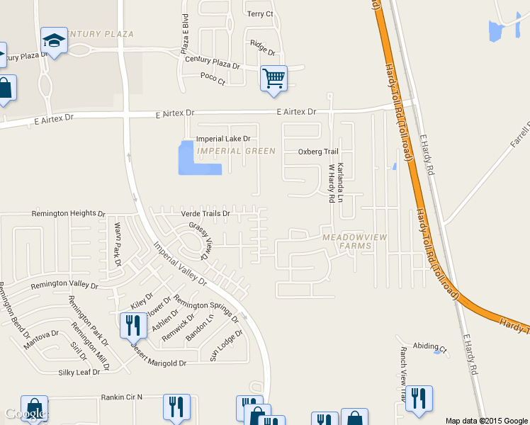 map of restaurants, bars, coffee shops, grocery stores, and more near 19631 Kingston Green Lane in Houston