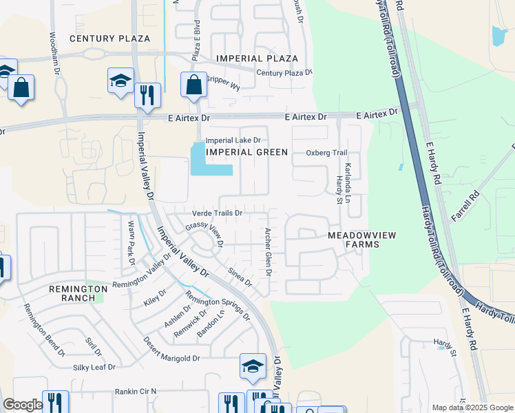 map of restaurants, bars, coffee shops, grocery stores, and more near 1230 Imperial Bend Drive in Houston