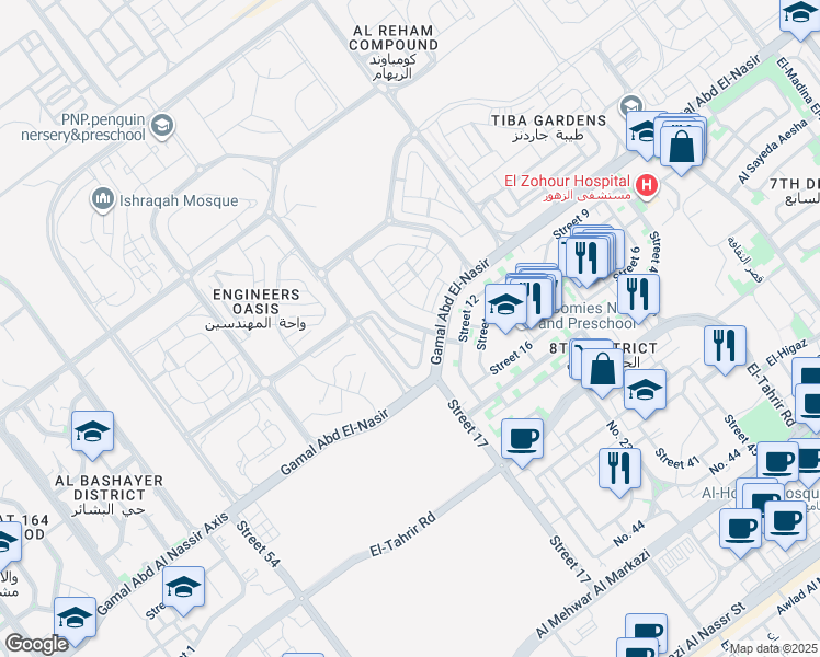 map of restaurants, bars, coffee shops, grocery stores, and more near in 6th of October City (2)