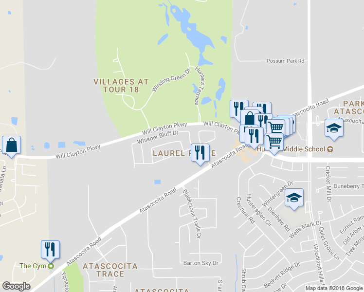 map of restaurants, bars, coffee shops, grocery stores, and more near 17811 Aveleigh Lane in Humble