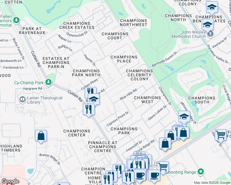 map of restaurants, bars, coffee shops, grocery stores, and more near 6718 Gentle Bend Drive in Houston
