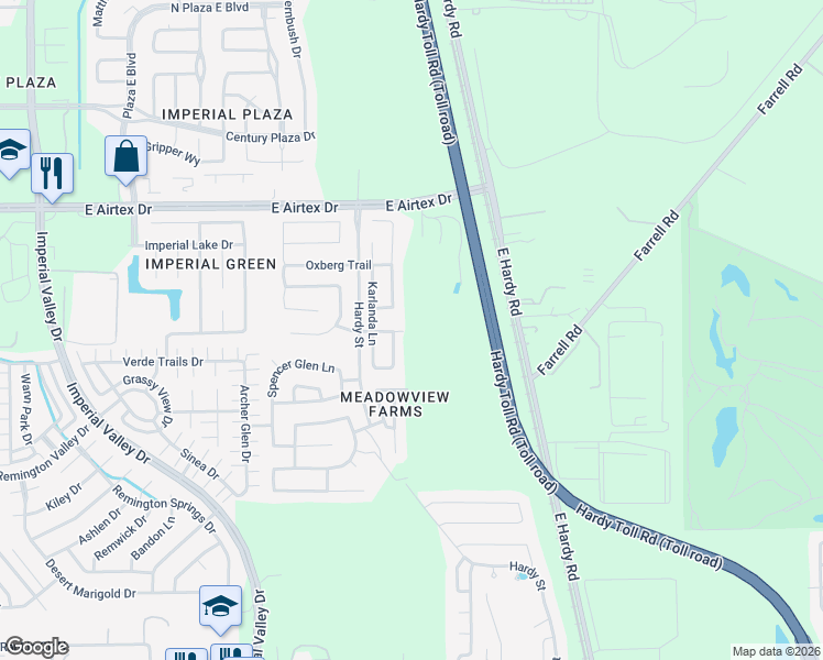 map of restaurants, bars, coffee shops, grocery stores, and more near 1643 Rosalinda Lane in Houston