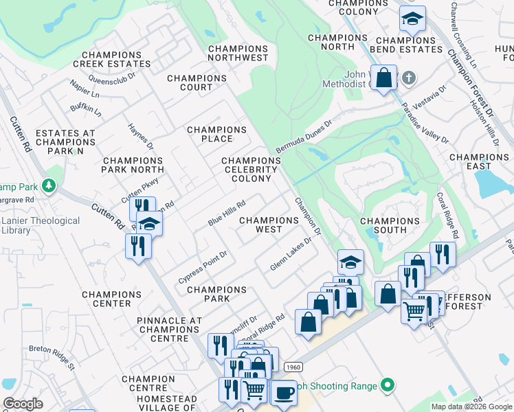 map of restaurants, bars, coffee shops, grocery stores, and more near 6522 Walton Heath Drive in Houston