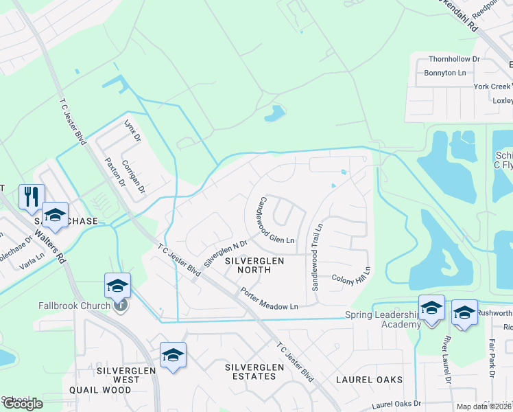 map of restaurants, bars, coffee shops, grocery stores, and more near 13103 Candlewood Glen Lane in Houston