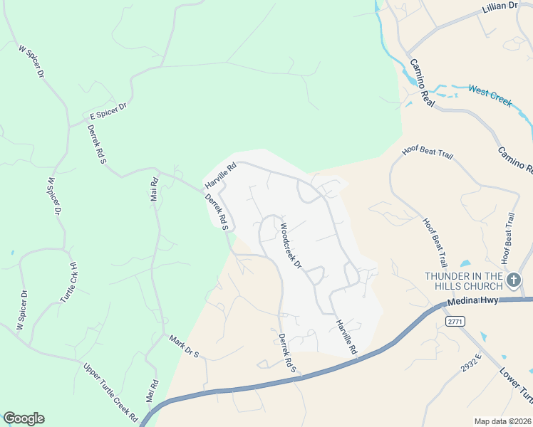 map of restaurants, bars, coffee shops, grocery stores, and more near 102 Gibsons Drive in Kerrville