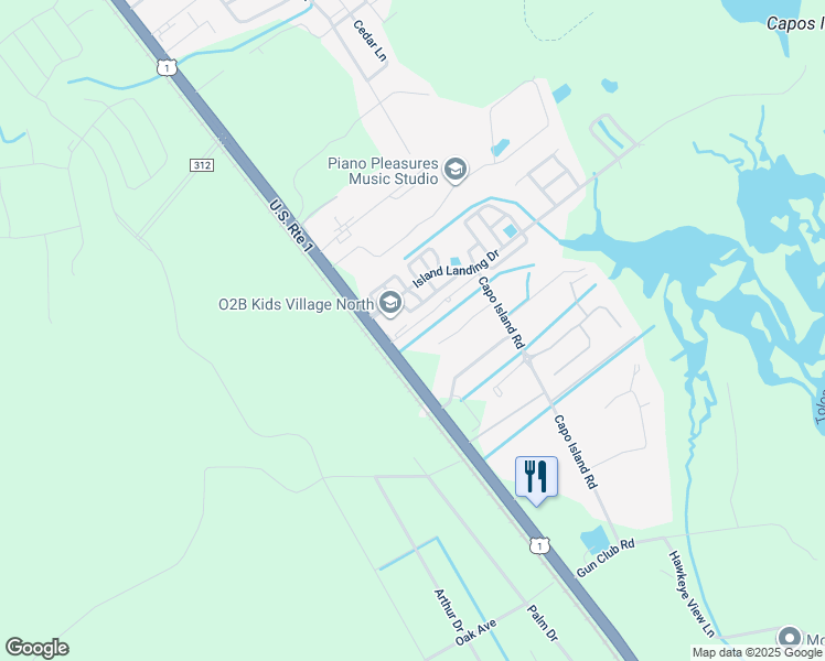 map of restaurants, bars, coffee shops, grocery stores, and more near 5942 Dixie Highway in St. Augustine