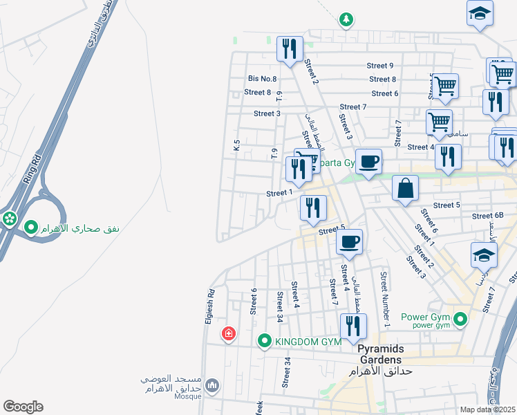 map of restaurants, bars, coffee shops, grocery stores, and more near No. 4 in 6th of October City (2)