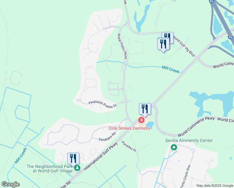 map of restaurants, bars, coffee shops, grocery stores, and more near 341 Island Green Drive in Saint Augustine