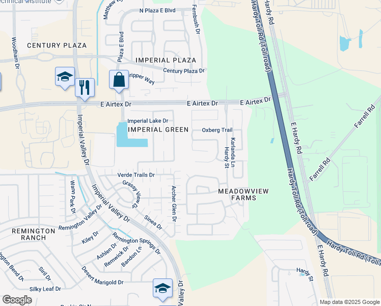 map of restaurants, bars, coffee shops, grocery stores, and more near 19806 Imperial Stone Drive in Houston