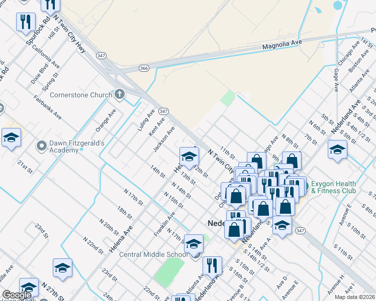 map of restaurants, bars, coffee shops, grocery stores, and more near 1123 Ithaca Avenue in Nederland