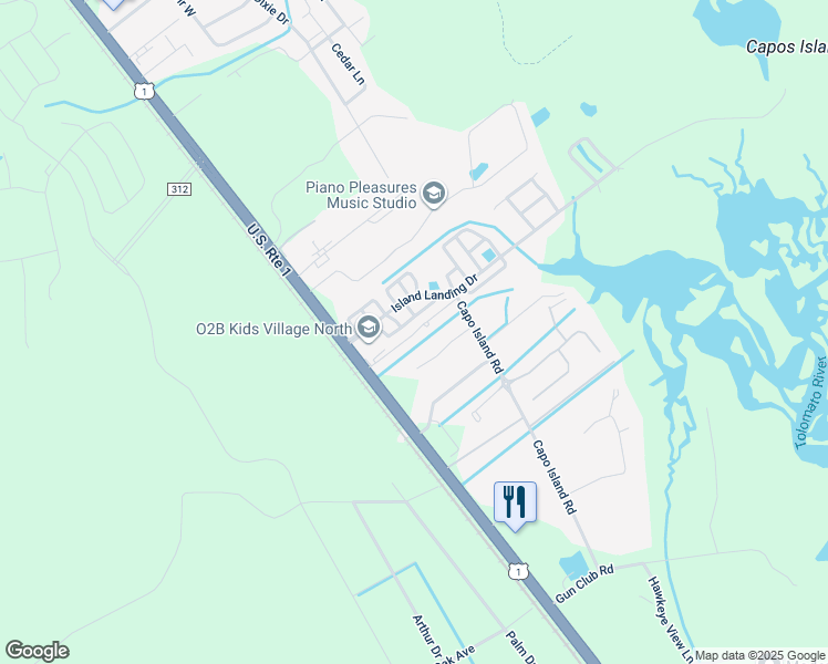 map of restaurants, bars, coffee shops, grocery stores, and more near 633 Intracoastal Circle in St. Augustine