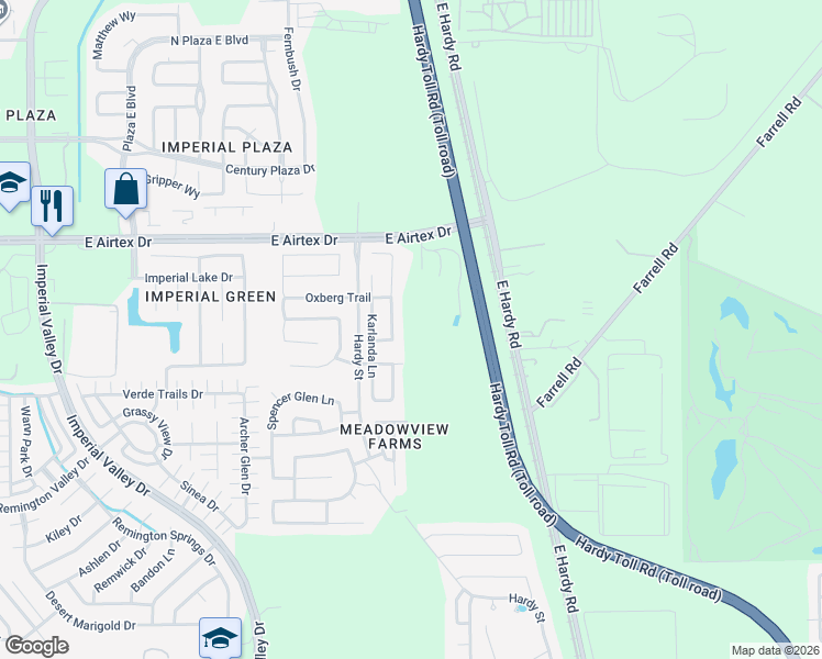 map of restaurants, bars, coffee shops, grocery stores, and more near 19930 Tunham Trail in Houston