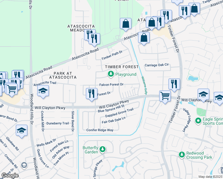 map of restaurants, bars, coffee shops, grocery stores, and more near 18015 Hobby Forest Lane in Humble