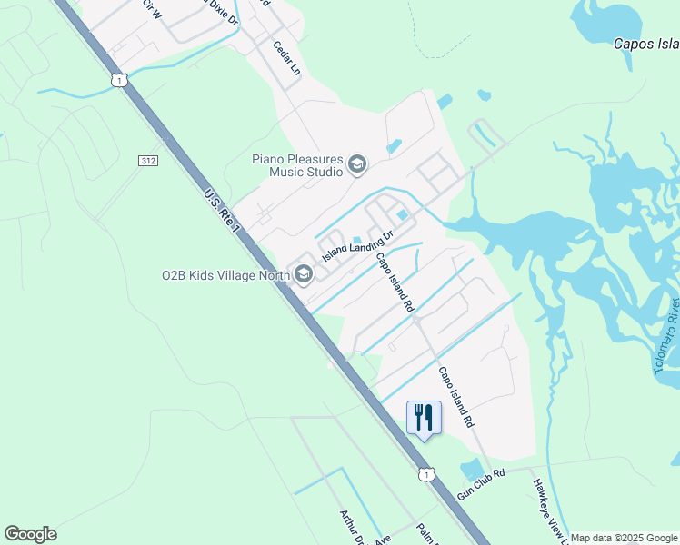 map of restaurants, bars, coffee shops, grocery stores, and more near 633 Intracoastal Circle in St. Augustine