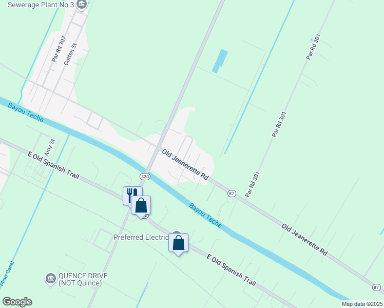 map of restaurants, bars, coffee shops, grocery stores, and more near 417 Archangel Road in New Iberia