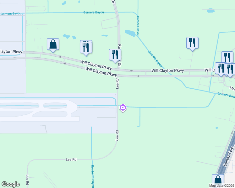 map of restaurants, bars, coffee shops, grocery stores, and more near 1160 Lee Road in Humble
