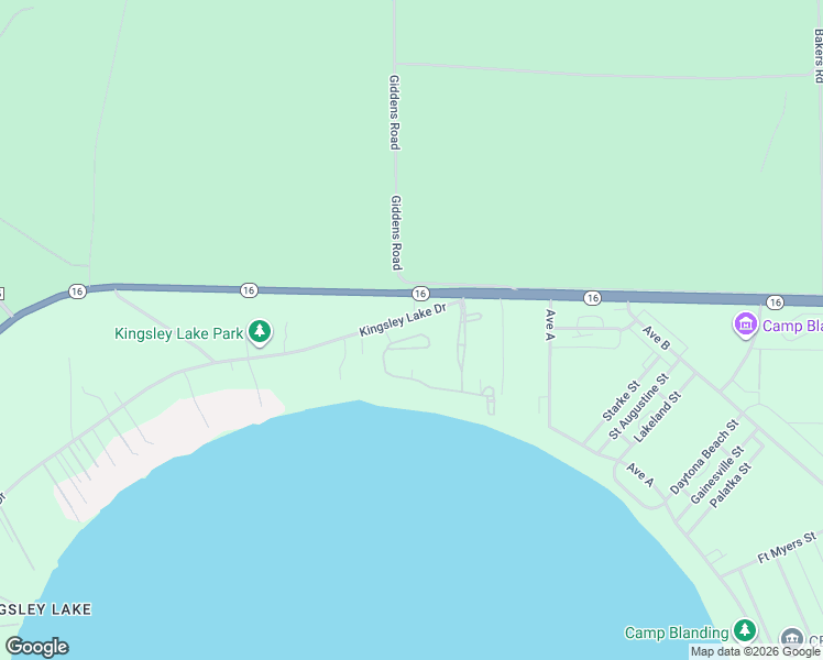 map of restaurants, bars, coffee shops, grocery stores, and more near 6536 Kingsley Lake Drive in Starke