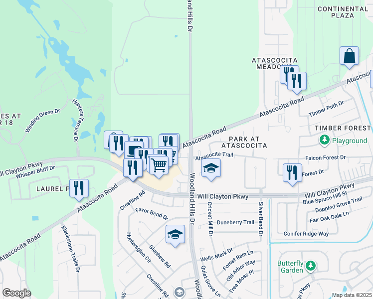 map of restaurants, bars, coffee shops, grocery stores, and more near 4000 Atascocita Road in Humble