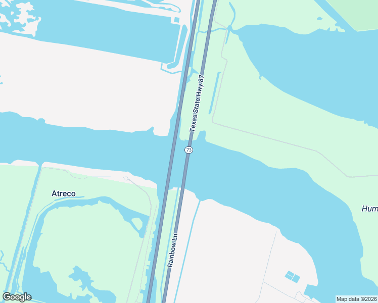 map of restaurants, bars, coffee shops, grocery stores, and more near Veterans Memorial Bridge in Port Arthur