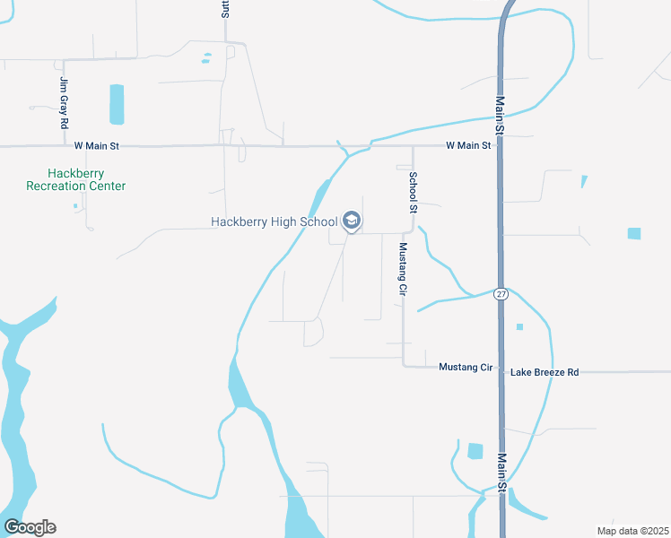 map of restaurants, bars, coffee shops, grocery stores, and more near 1390 School Street in Hackberry
