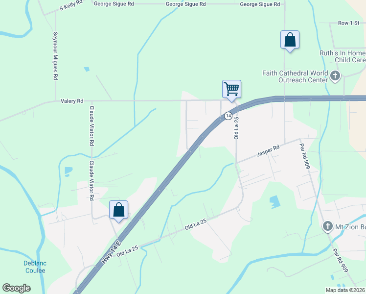 map of restaurants, bars, coffee shops, grocery stores, and more near 4802 Eraste Hebert Rd in New Iberia