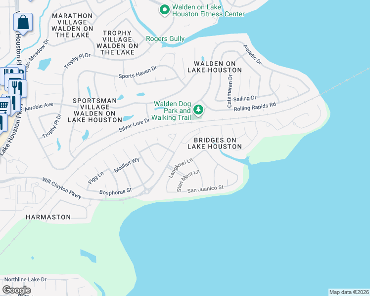 map of restaurants, bars, coffee shops, grocery stores, and more near 8522 Rialto Canal Loop in Houston