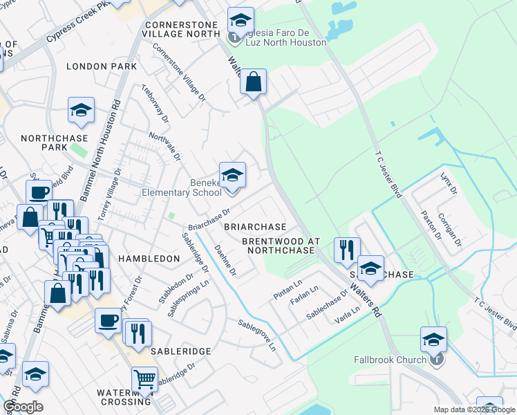 map of restaurants, bars, coffee shops, grocery stores, and more near 3807 Ashlee Ln in Houston