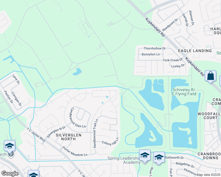 map of restaurants, bars, coffee shops, grocery stores, and more near 12626 Silver Winter Trail in Houston