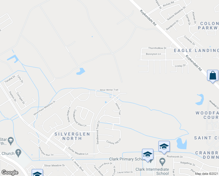 map of restaurants, bars, coffee shops, grocery stores, and more near 12626 Silver Winter Trail in Houston