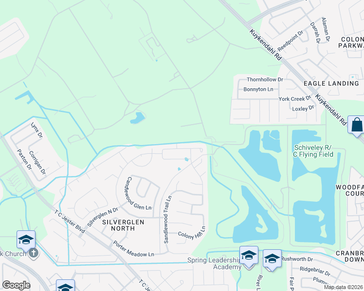 map of restaurants, bars, coffee shops, grocery stores, and more near 12702 Silver Winter Trail in Houston