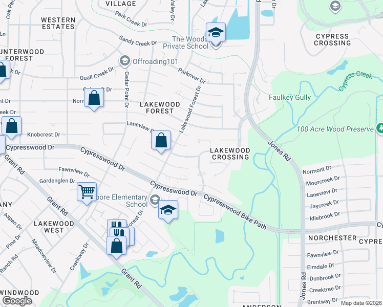 map of restaurants, bars, coffee shops, grocery stores, and more near 11606 Knobcrest Drive in Houston