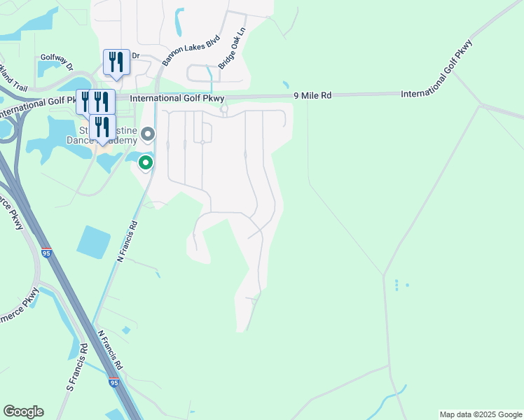 map of restaurants, bars, coffee shops, grocery stores, and more near 375 Kirkside Avenue in St. Augustine