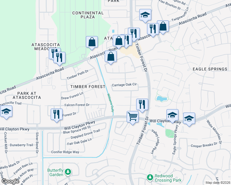 map of restaurants, bars, coffee shops, grocery stores, and more near 12114 English Brook Circle in Humble