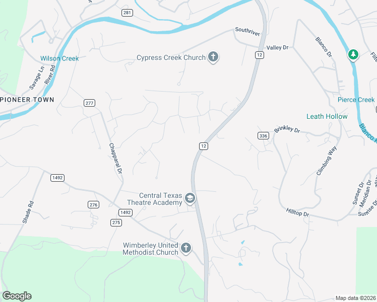 map of restaurants, bars, coffee shops, grocery stores, and more near 12333 Ranch Road 12 in Wimberley