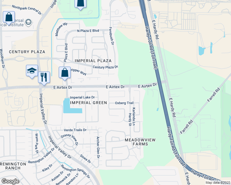 map of restaurants, bars, coffee shops, grocery stores, and more near 1427 Glasholm Drive in Houston