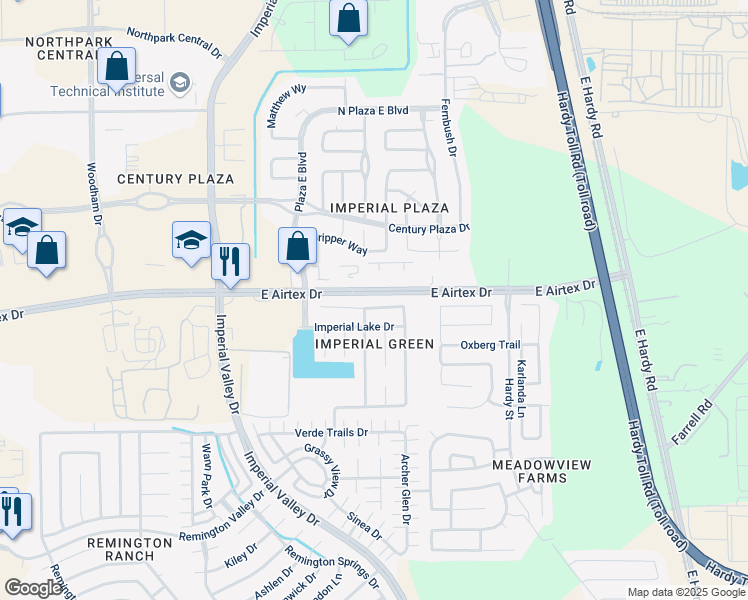 map of restaurants, bars, coffee shops, grocery stores, and more near 937 East Airtex Drive in Houston