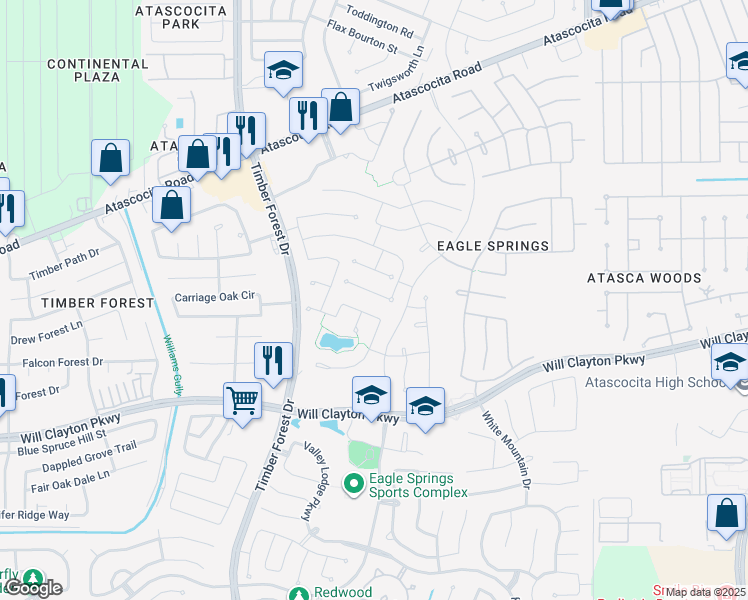 map of restaurants, bars, coffee shops, grocery stores, and more near 12530 Cape Sable Court in Humble