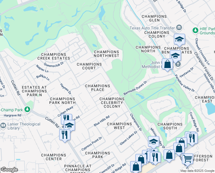 map of restaurants, bars, coffee shops, grocery stores, and more near 13911 Jupiter Hills Drive in Houston