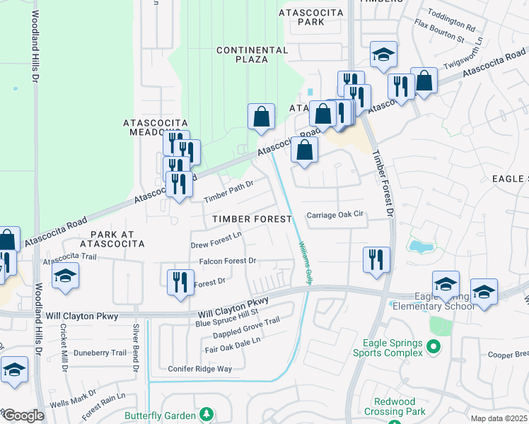 map of restaurants, bars, coffee shops, grocery stores, and more near 4943 Lazy Timbers Drive in Humble