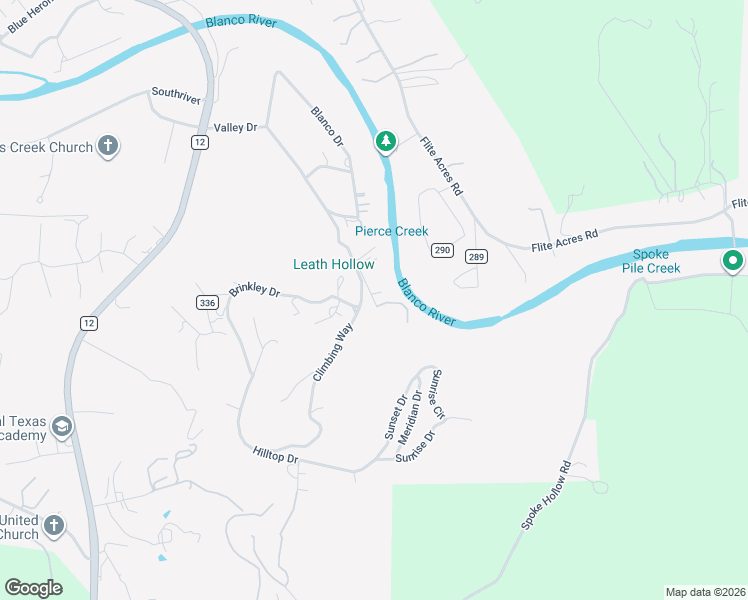 map of restaurants, bars, coffee shops, grocery stores, and more near 143 River Bend Road in Wimberley