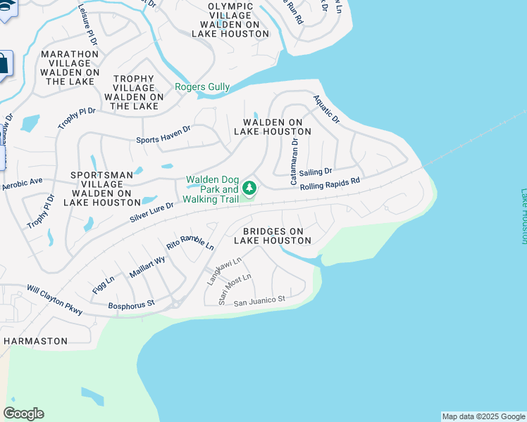 map of restaurants, bars, coffee shops, grocery stores, and more near Bridges of Lake Houston Boulevard in Atascocita