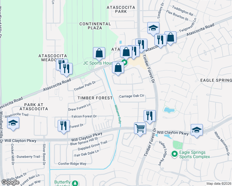 map of restaurants, bars, coffee shops, grocery stores, and more near 12118 Landsdown Ridge Way in Humble