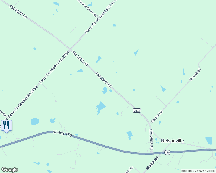 map of restaurants, bars, coffee shops, grocery stores, and more near 747-831 FM 2502 Road in Bellville