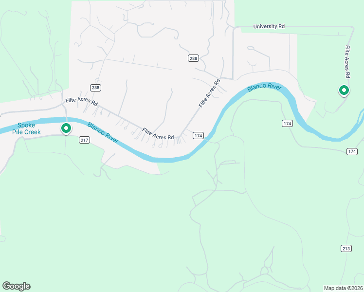 map of restaurants, bars, coffee shops, grocery stores, and more near 2400 Flite Acres Road in Wimberley