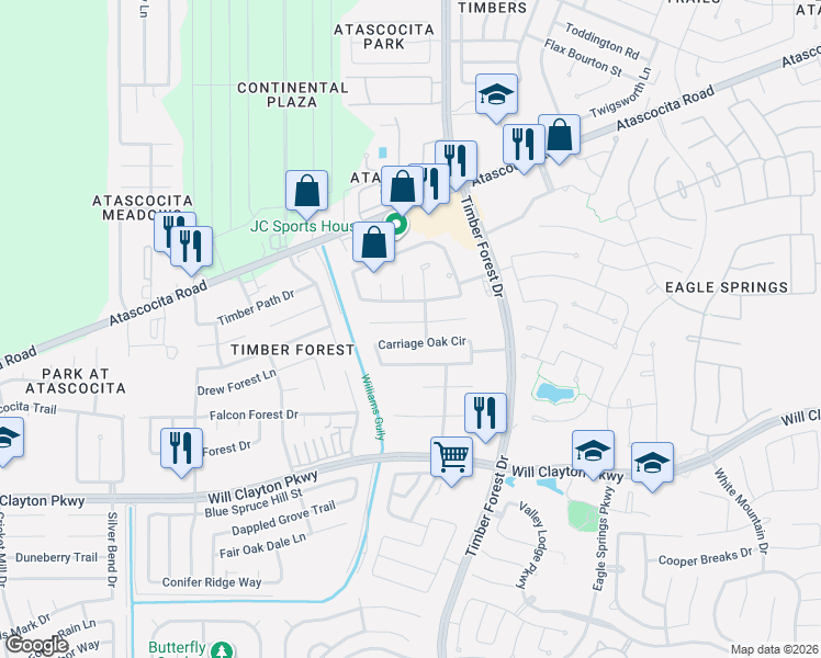 map of restaurants, bars, coffee shops, grocery stores, and more near 12202 Landsdown Ridge Way in Humble
