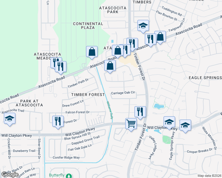 map of restaurants, bars, coffee shops, grocery stores, and more near 12118 Landsdown Ridge Way in Humble