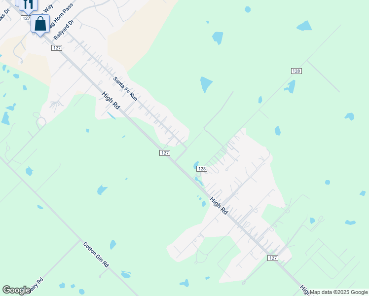 map of restaurants, bars, coffee shops, grocery stores, and more near 125 Santa Fe Run in Kyle
