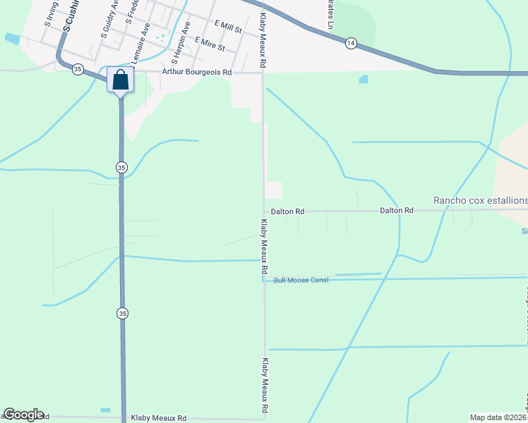 map of restaurants, bars, coffee shops, grocery stores, and more near Claby Meaux Road in Kaplan